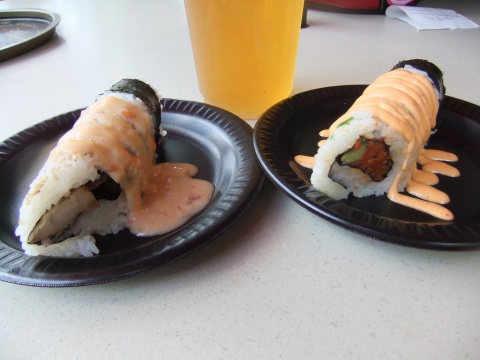 Karaage Hand Roll and Spicy Hand Roll from Japan Booth
