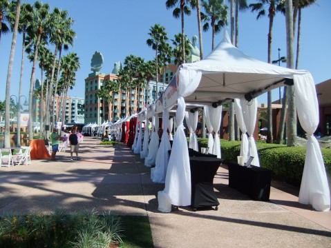 Just a few of the booths being set up for the Food & Wine Classic 