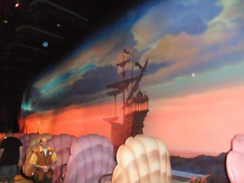 Part of the mural in the load area of the new Little Mermaid ride