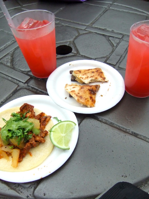 Taco al Pastor, Quesadilla de Hongos con Queso and Franbuesa Margaritas 