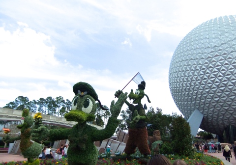 Topiary display at entrance area of Epcot for the 2014 Epcot International Flower & Garden Festiva