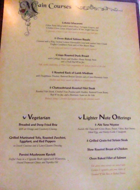 Royal Palace menu, page two